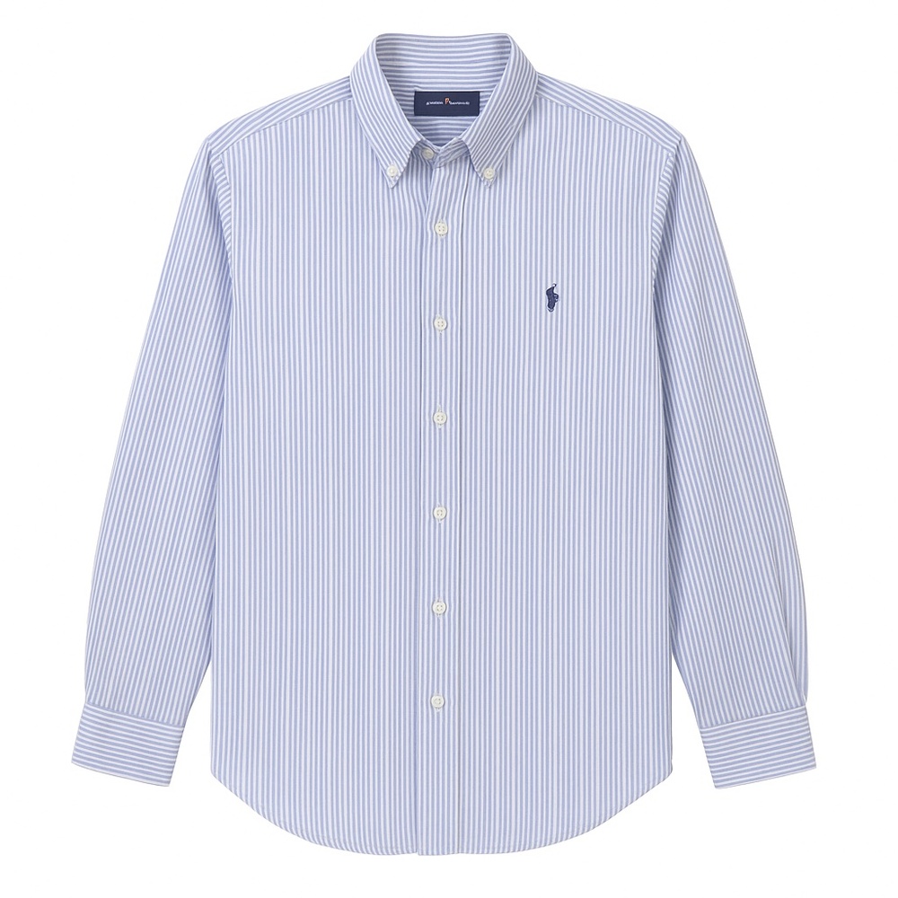 RALPH LAUREN Striped Button-Down Shirt | Blue & White | Size M Classic Fit